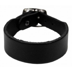 Bratara piele naturala neagra Simply 2 x 24 cm