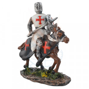 Figurina Cavaler cruciat pe cal 8 cm