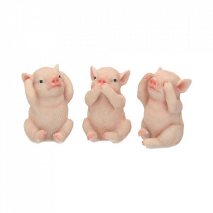 Set statuete Trei purcelusi intelepti 9.5 cm
