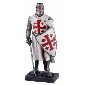 Statueta cavaler Templier cu scut 18cm