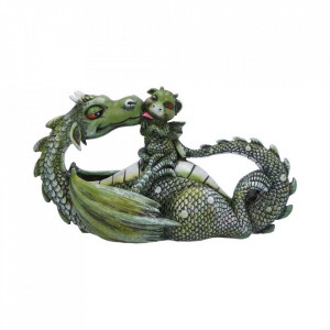 Statueta dragon cu pui Cel mai dulce moment (verde)