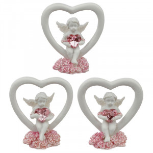 Statueta Ingeras cu Inima roz 5.5 cm