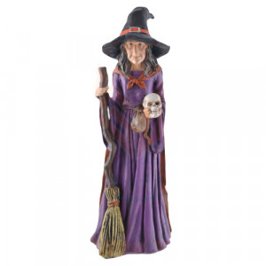 Statueta Vrajitoare cu craniu si matura 30 cm