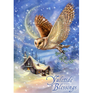 Felicitare Crăciun cu bufnita Yuletide Blessings