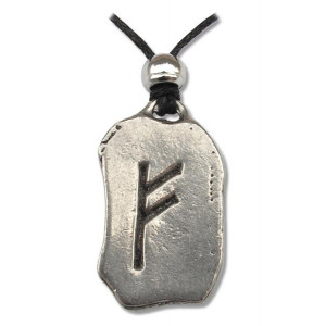 Pandantiv cu rune Feoh, talisman pentru prosperitate si noroc, 2.8 cm