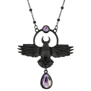 Pandantiv gotic cu cuart violet Corbul Lunii - negru