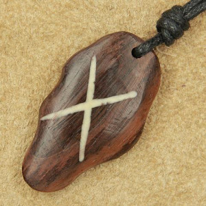 PanPandantiv talisman din lemn cu runa Gifu