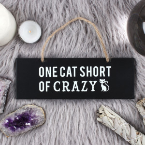 Placuta decorativa lemn One cat short of crazy