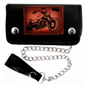 Portofel cu lant pt bikeri, piele naturala, Motocicleta 16 x 9 cm