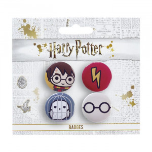Set 4 insigne licenta Harry Potter, Harry si Hedwig