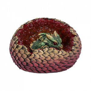 Statueta dragon in ou Casa din Cristale - rosu/verde 11 cm