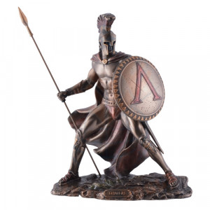 Statueta finisaj bronz Leonidas cu scut si sabie