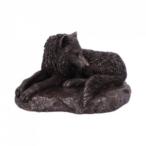 Statueta lup finisaj bronz Gardianul Nordului 20 cm