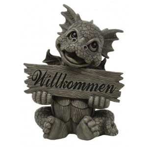 Statueta pentru gradina Dragonel Welcome 27cm