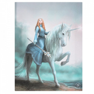 Tablou canvas zana si unicorn, Incepe Aventura 19x25cm Anne Stokes