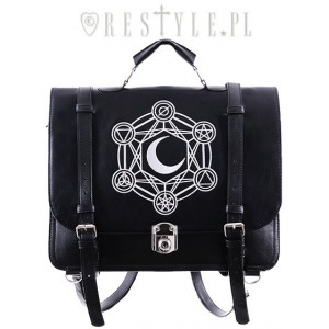Bag & Bacpack, black satchel, alchemical symbols MOON MESSENGER