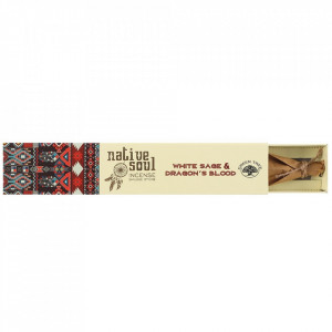 Betisoare de tamaie parfumate Native Soul - Salvie Alba si Sange de Dragon 23cm