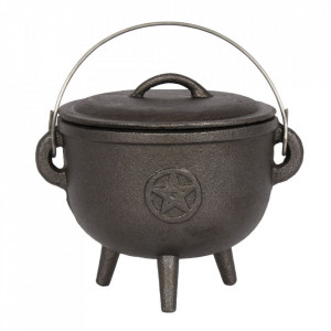 Cazanul Vrajitoarelor, turnat din fier, 15 cm, Pentagrama