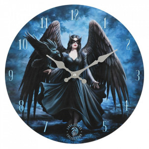 Ceas de perete din lemn Corbul - Anne Stokes