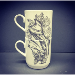 Floral Bat 2 mugs set