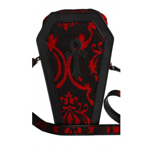 Geanta in forma de cosciug Red Brocade Ankh