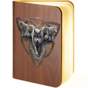 Lampa in forma de carte cu LED in foi, imagine Anne Stokes, Trei Lupi