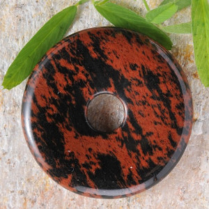 Pandantiv disc piatra semipretioasa Obsidian Mahon, 3 cm