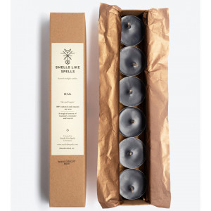 Set 6 lumanari negre tip pastila, parfumate, pentru ritual de protectie Norse Magic - Hag