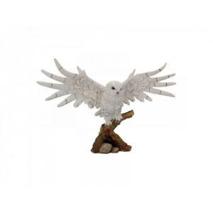 Statueta bufnita Odihna alba 38 cm