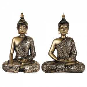 Statueta cu aspect auriu antic Buddha in pozitie lotus 27cm