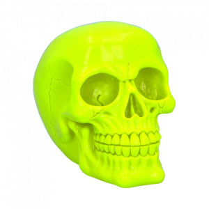 Statueta fosforescenta craniu Psychedelic - galben 15.5 cm