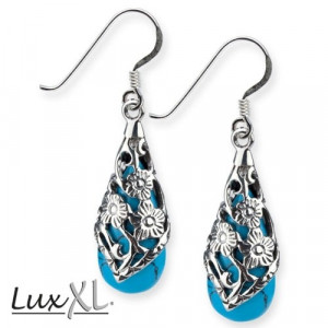 LuxXL earrings "Black Ornament" silver with turquoise