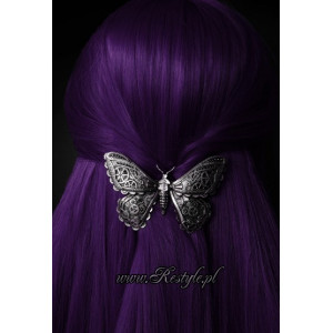 Gothic-steampunk Hair Clip - Mechanical Moth -Silver