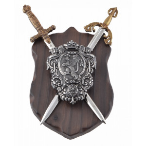 Panoplie Stema cu scut si doua cutite decorative Napoleon si El Cid