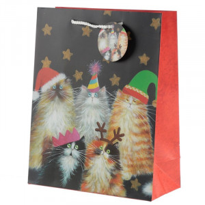 Punga cadou Craciun cu pisica Christmas Cats - mare