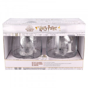Set doua pahare sticla licenta Harry Potter - Embleme