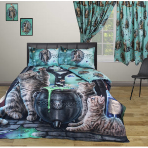 Set lenjerie de pat din bumbac, pisicute, Lisa Parker - Hocus Pocus, 200x200 cm