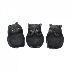 Set statuete Trei pisicute grase intelepte 8.5 cm