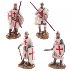 Statuetă cavaler medieval Cruciat Gata de Lupta 16 cm