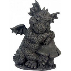 Statueta pentru gradina Dragonel dormind pe o ciuperca 28cm