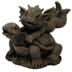 Statueta pentru gradina Dragonel si broscuta Țestoasa 20cm