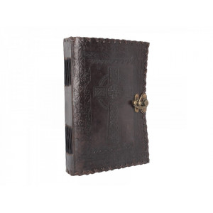 Agenda / Jurnal cu coperti din piele si incuietoare Cruce Celtica 25 x 18cm