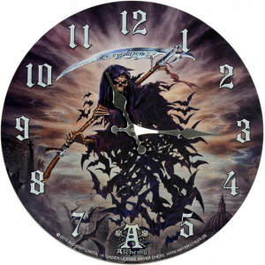 Ceas de perete din lemn A Tithe to Hell - Alchemy 34cm