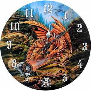 Ceas de perete din lemn Dragons of the Runering - Alchemy 34cm