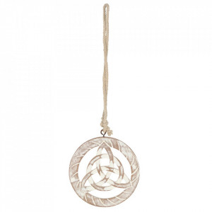 Decoratiune din lemn cu agatatoare Triquetra - alb
