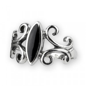 Inel argint Ornament negru cu onix
