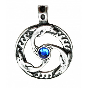 Pandantiv viking Triskelion cu delfini