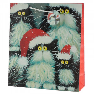 Punga cadou Craciun cu pisica Christmas Cats - foarte mare