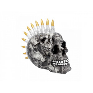 Statueta craniu cu gloante Suflete 18 cm