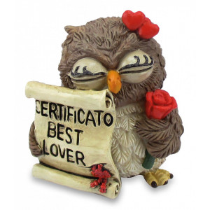Statueta Funny Collection Bufnita - Certificat "Cel mai bun iubit "